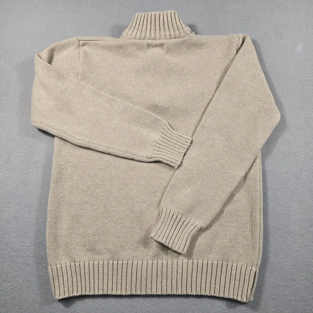 Cherokee Kids L 12/14 Tan Quarter‎ Zip Sweater Mock Neck Cotton Ribbed Trim